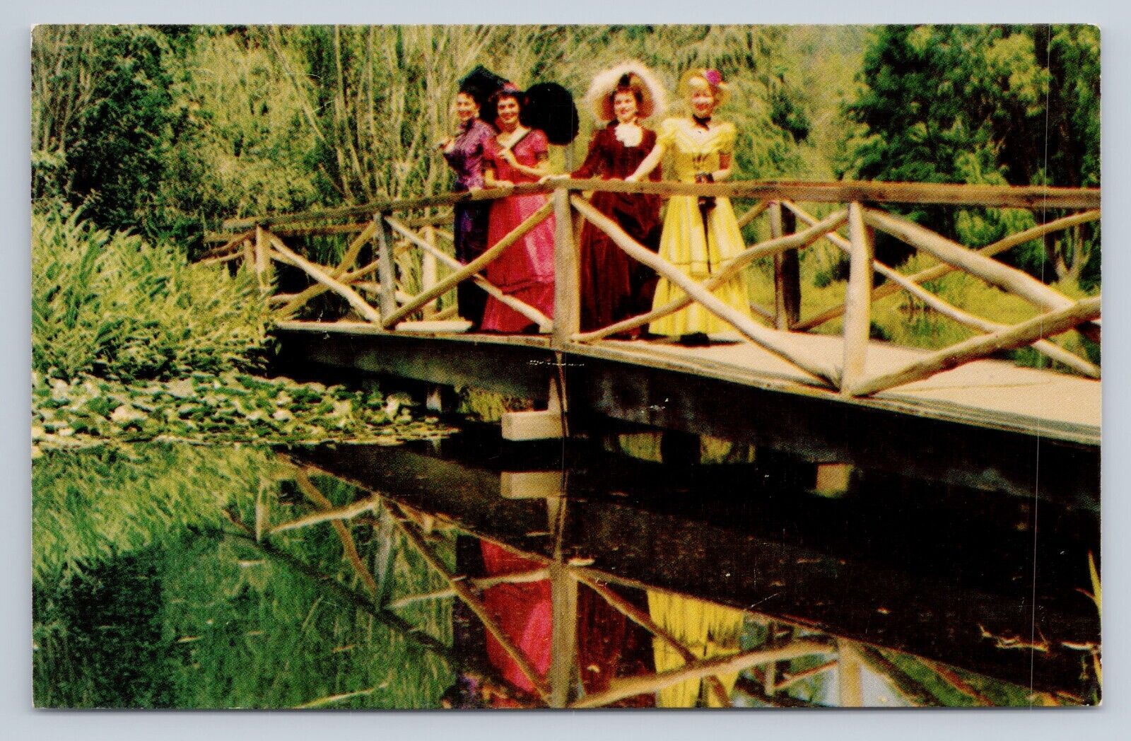 Postcard Bridge to Indian Village Knott\'s Berry Farm Ghost town California