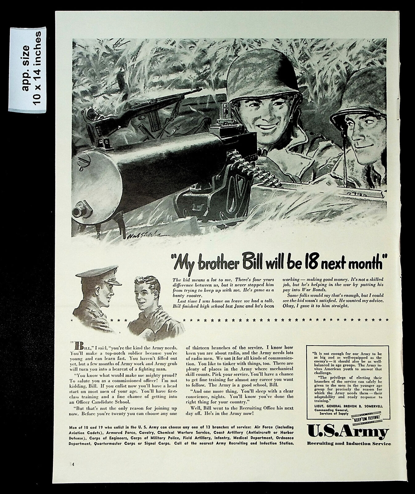 1942 Soliders U.S. Army Recruiting & Induction Service Vintage Print Ad 41005