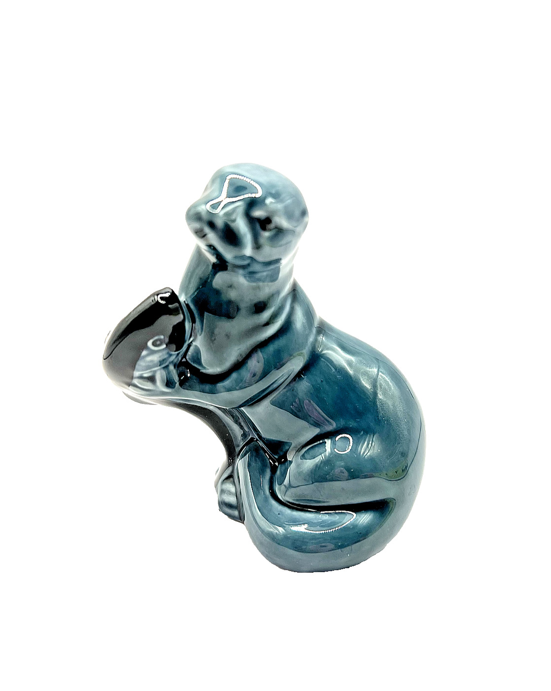Poole Pottery Figurine: Blue Seal with Fish Charming Collectible