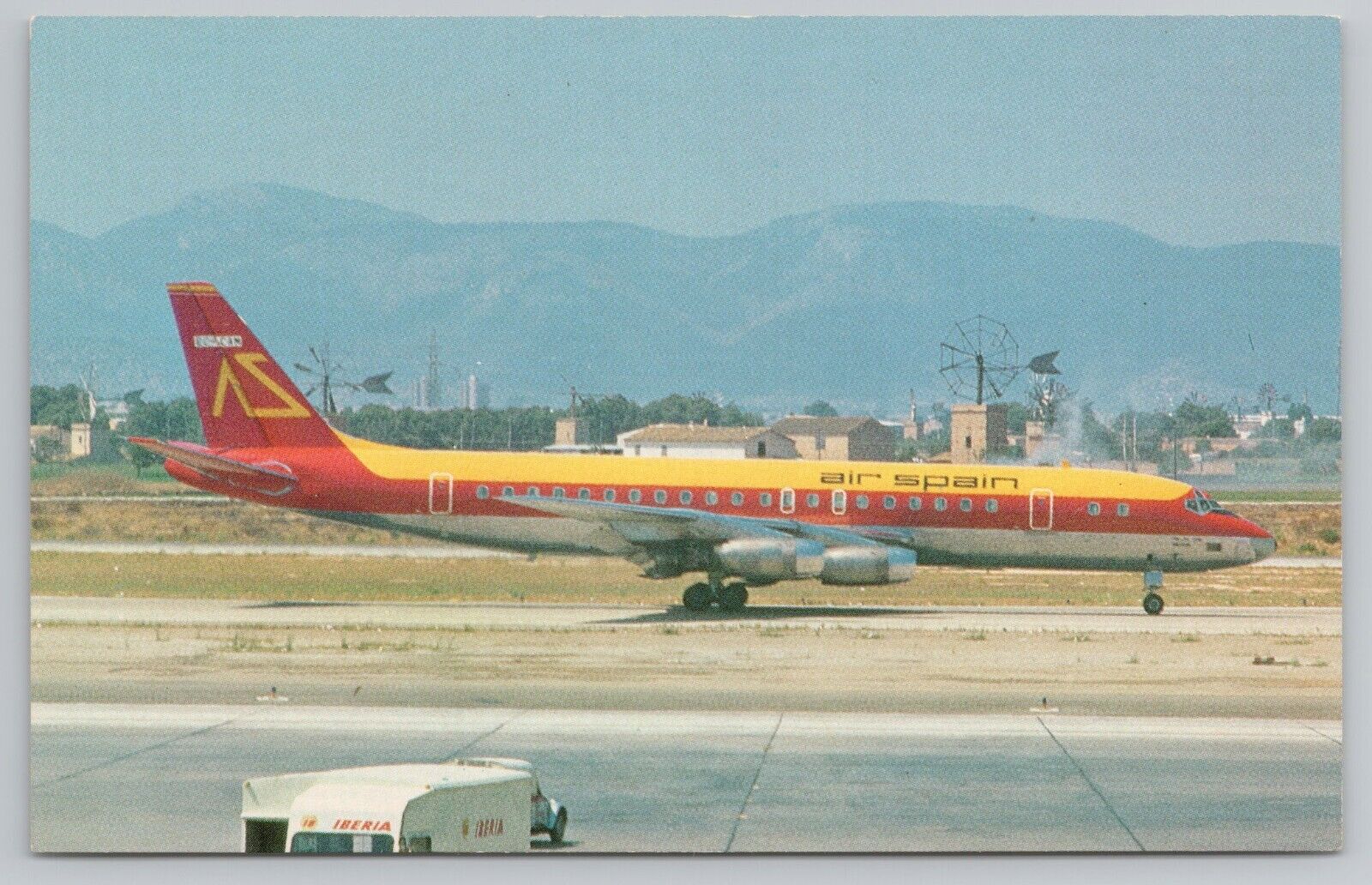 Postcard Air Spain McDonnell Douglas DC-8-21