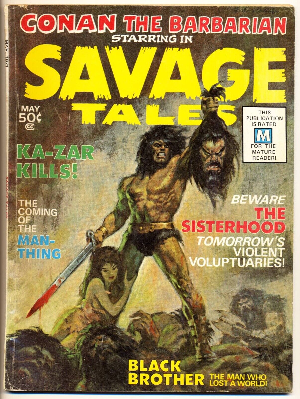 SAVAGE TALES #1 G, Barry Smith Conan, 1st Man-Thing, Marvel Comics Magazine 1971