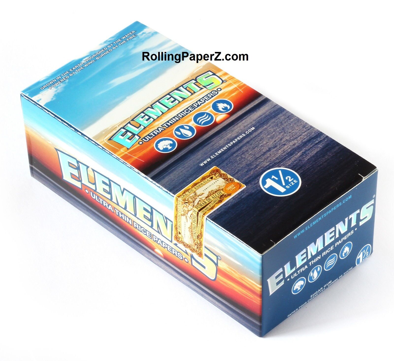 Elements Rice Cigarette Rolling Papers 1 1/2 Full Box 25 Packs/33 leaves each