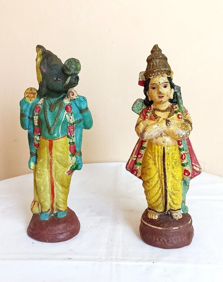 Lord Vishnu Varaha Murthy Krishna Vintage Terracotta Pottery Statue Figure Idol