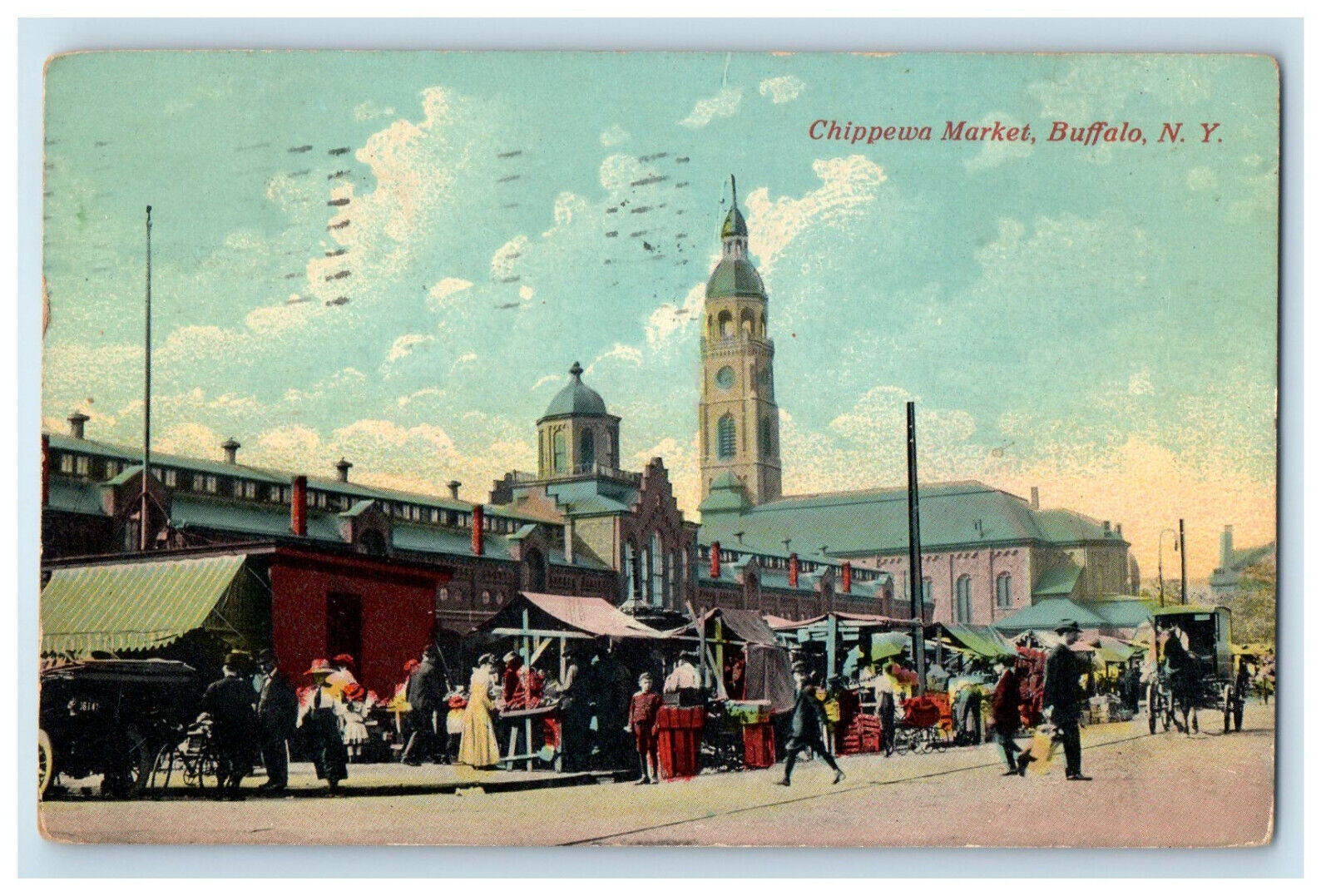 1912 Market Stalls, Chippewa Market Buffalo New York NY Posted Postcard