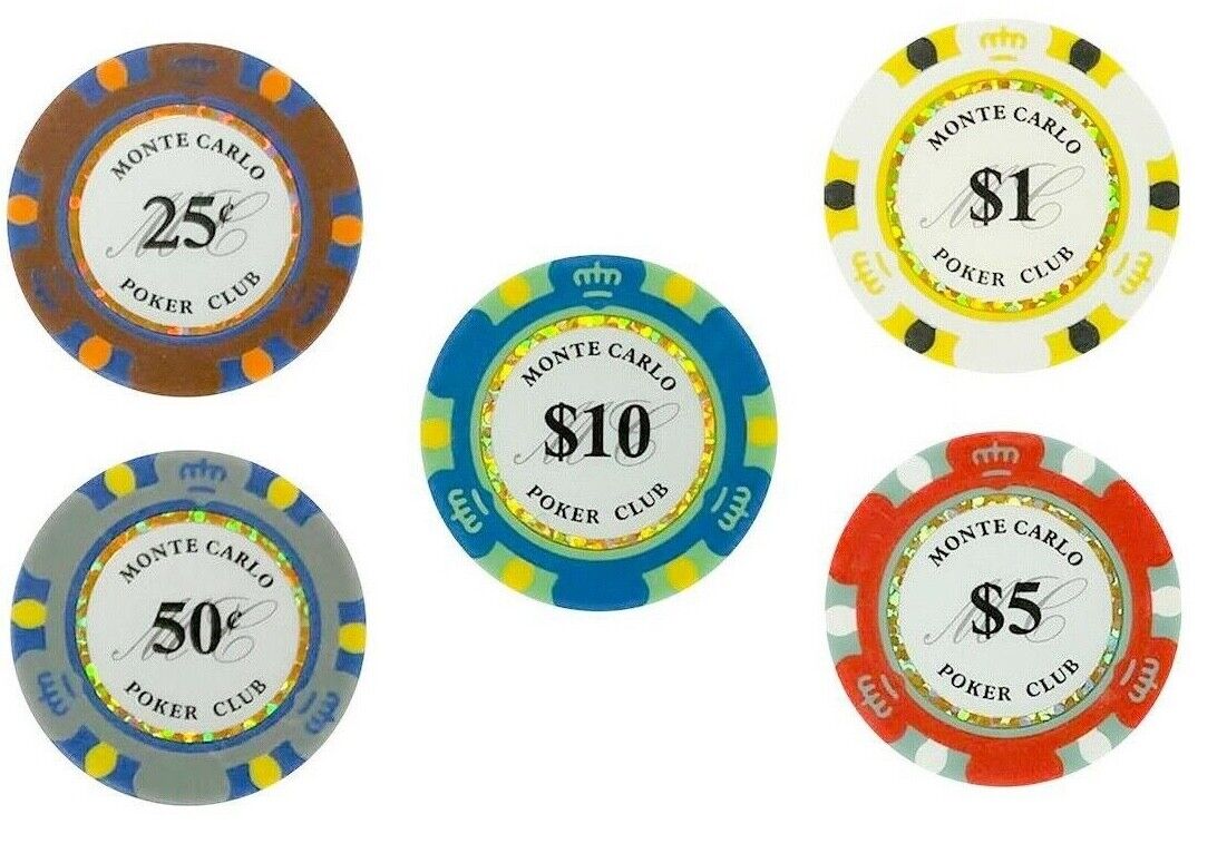 500 CASH GAME Monte Carlo Smooth Poker Chips Bulk Perfect for .25/50 Cents Blind
