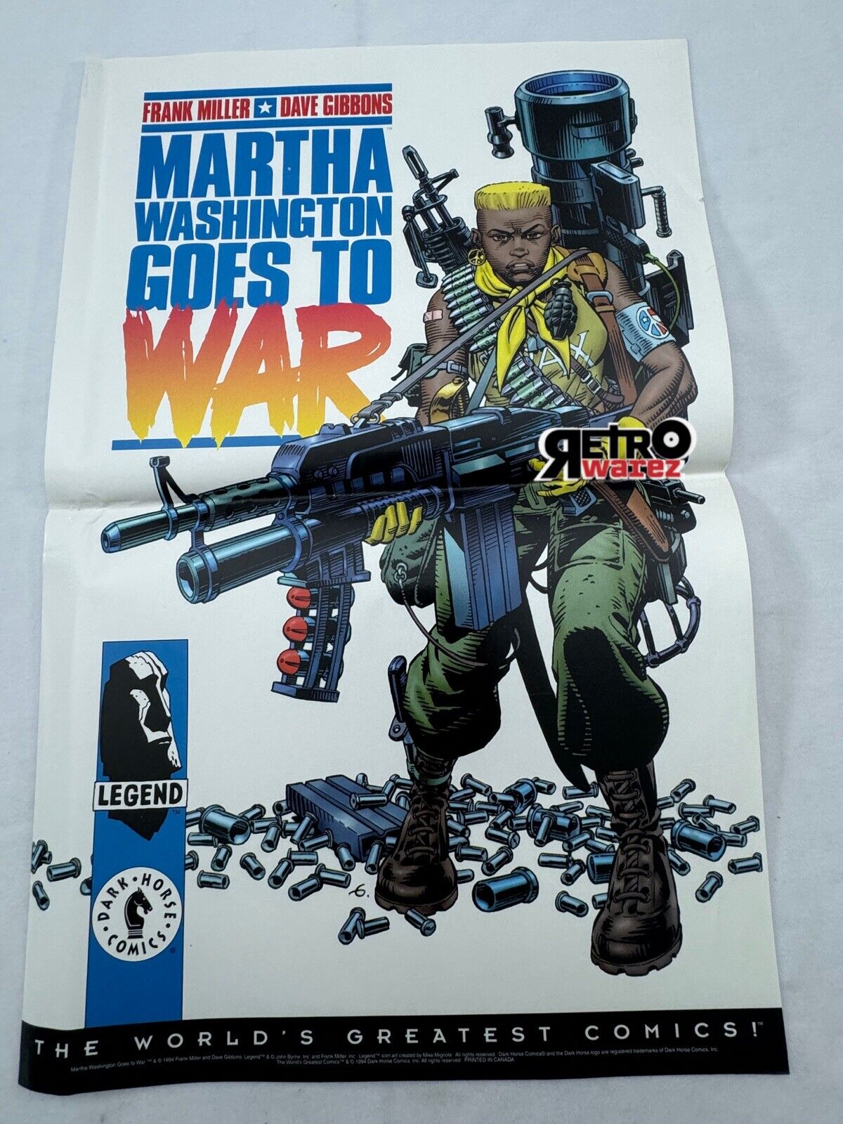 Martha Washington Goes to War Promo Poster 11x17” Folded Comic FRANK MILLER 1994