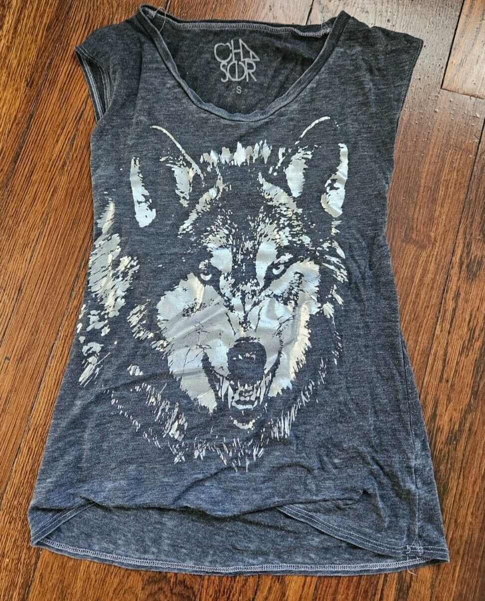 Chaser Cotton Burnout T-Shirt Summer Wolf w. Back Cut Out and Metallic Design