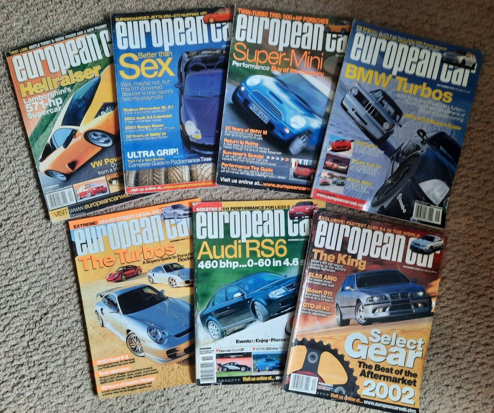 **European Car Magazine Vtg. 2002 (7) issue Lot Deal Ft. Audi,BMW, Mercedes,VW**