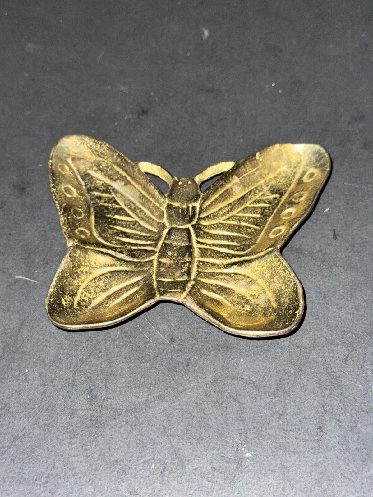Vintage Brass Butterfly Change Dish Ashtray Trinket Valet Made In Taiwan Heavy