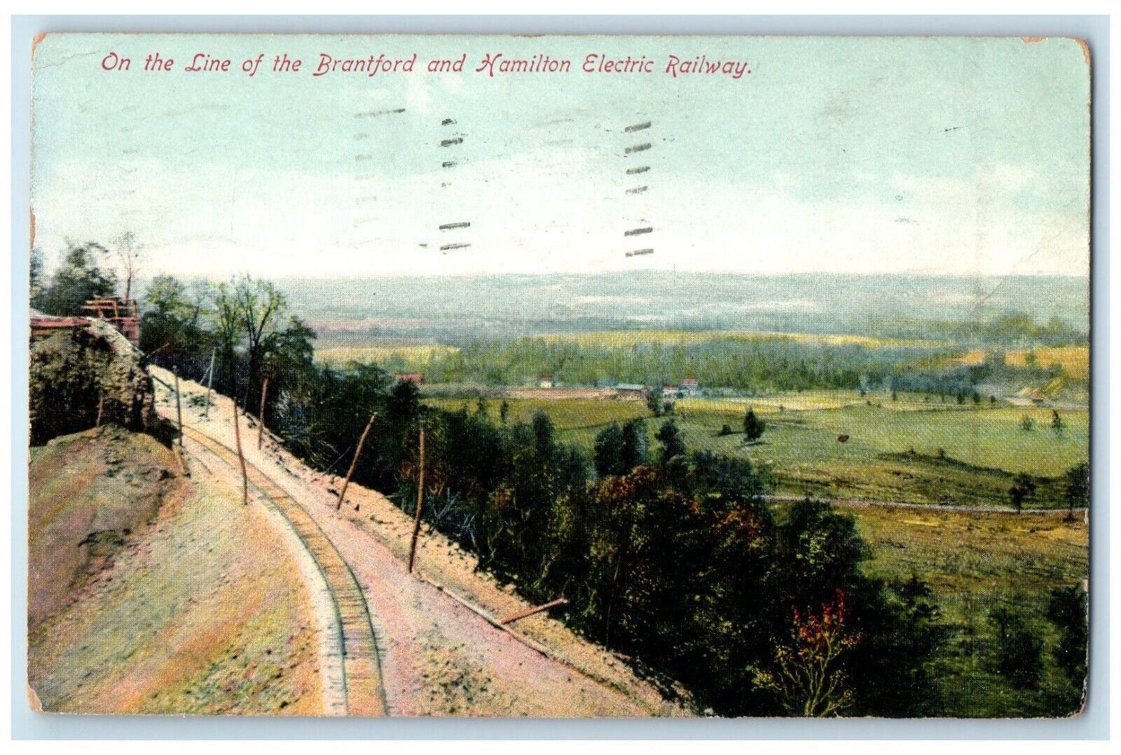 1908 On The Line Of Brantford Hamilton Electric Railway Canada Antique Postcard