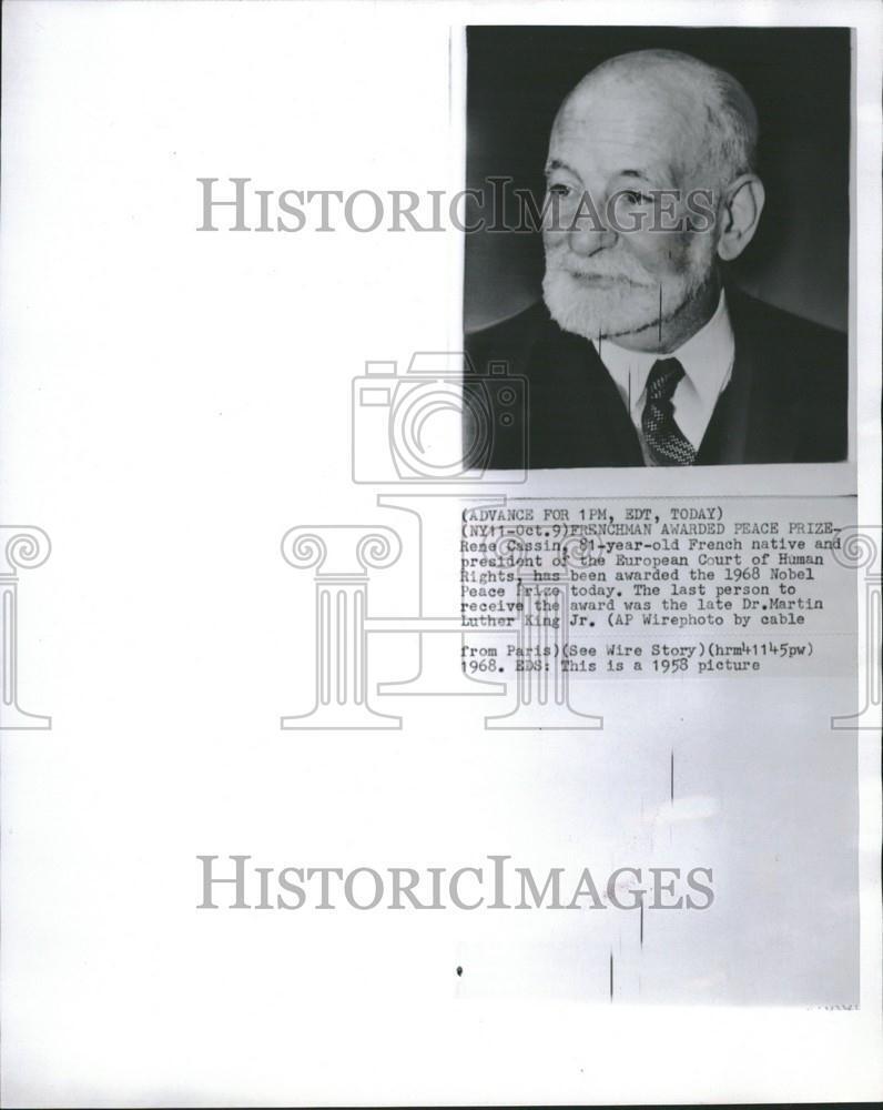 1968 Press Photo Rene Cassin Nobel Laureate - DFPC31851