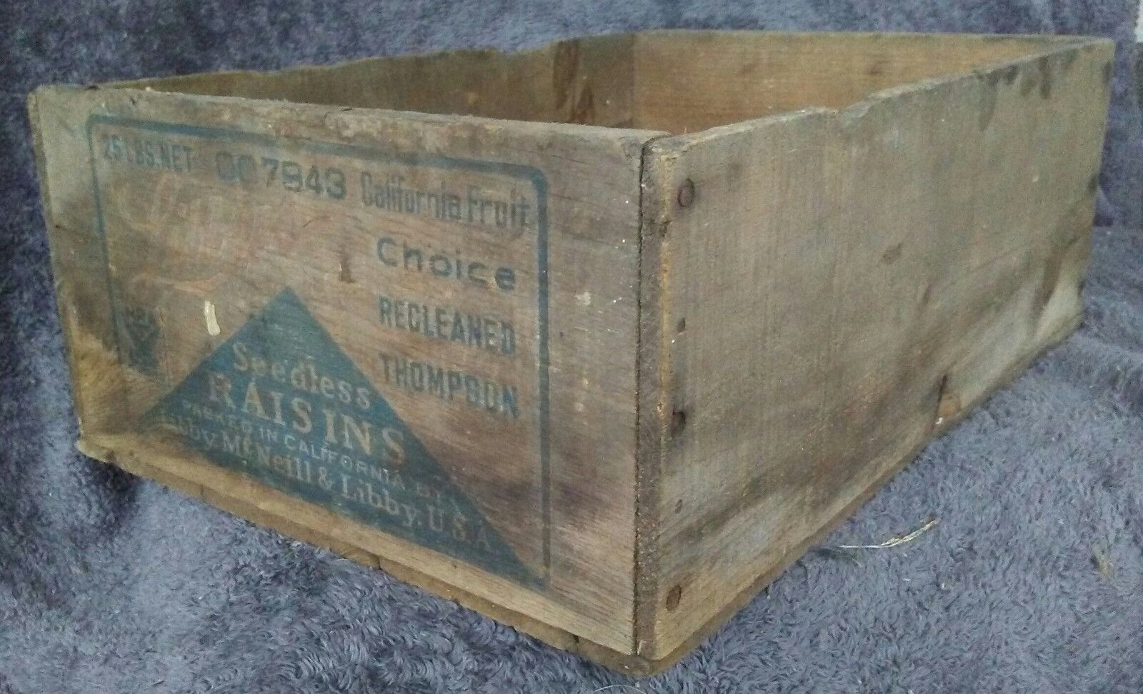 Vtg Libby\'s 25 Lb Seedless Raisins Wooden Crate