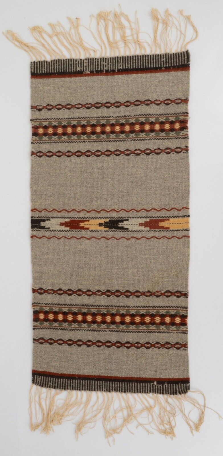 Vintage 1940s-50s Chimayo Wool Small Rug Wall Hanging 16
