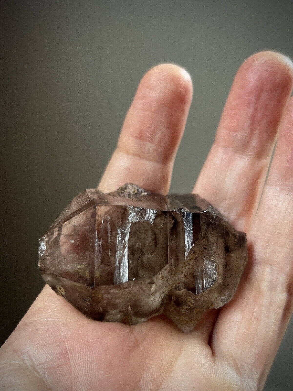 Elestial Quartz Crystal Natural Smoky Quartz Self Healed Quartz Brazil Crystal