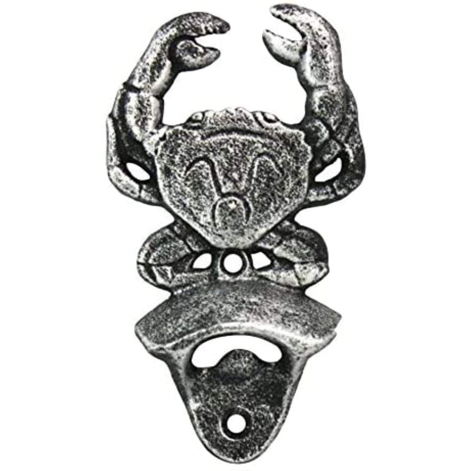 Antique Silver Cast Iron Wall Mounted Crab Bottle Opener, 6\