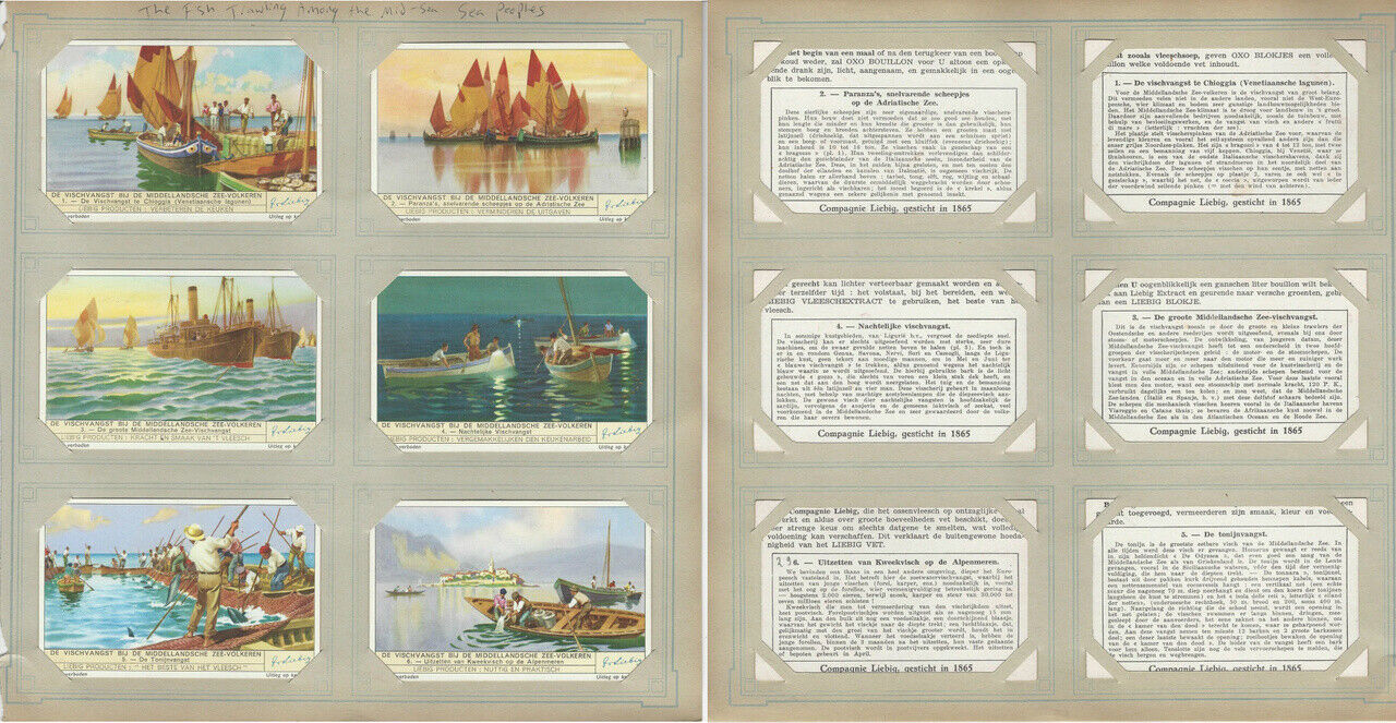 Liebig, Set 6 Cards, F1401, 1939, Fishing Among Sea Peoples