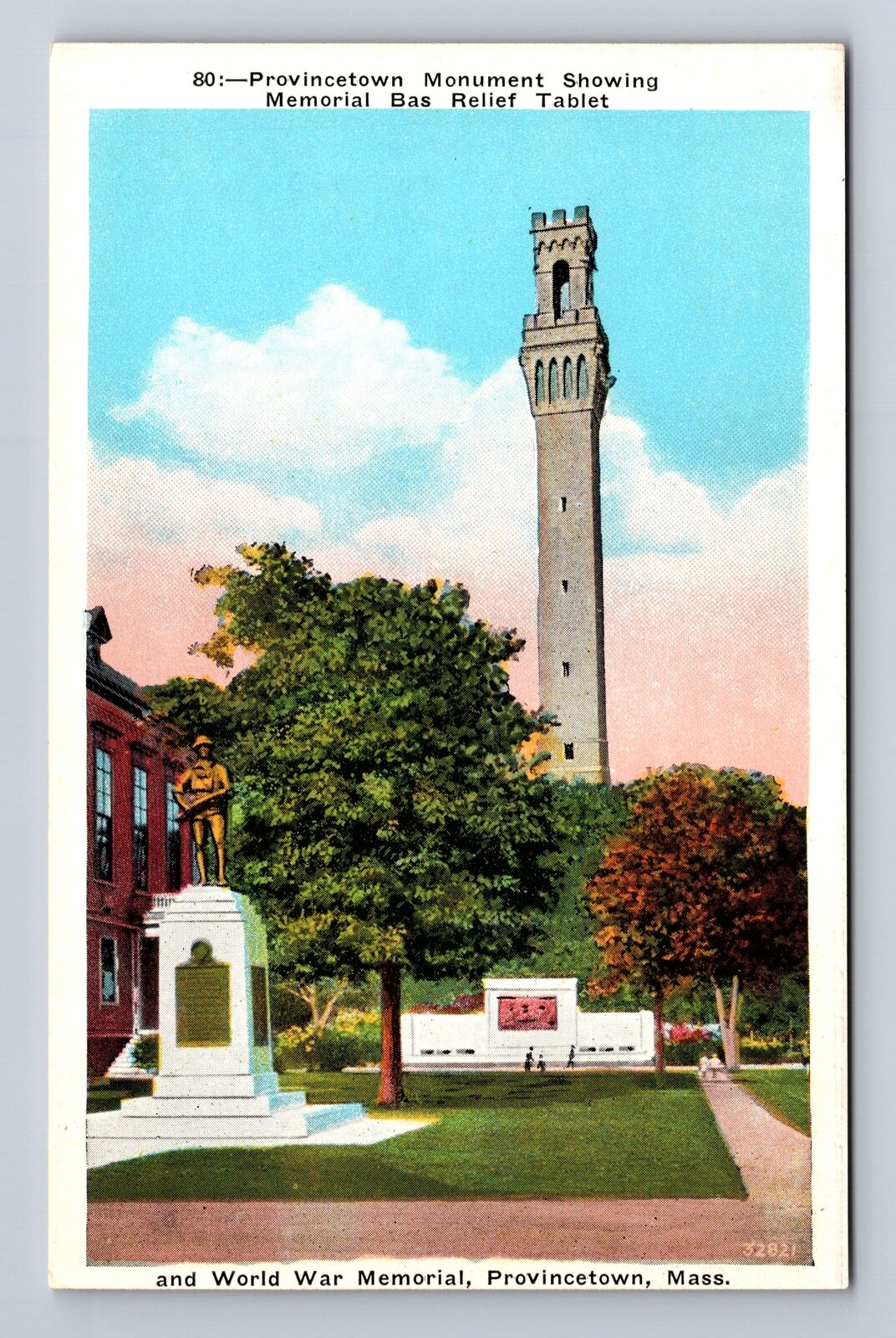 Provincetown MA-Massachusetts, Monument Showing Tablet, Vintage Postcard