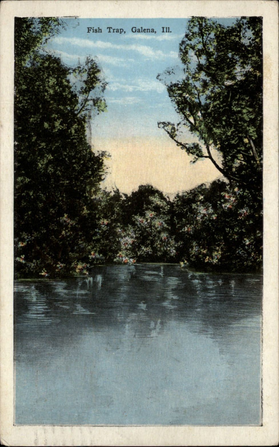 Fish Trap Galena Illinois ~ 1946 vintage postcard