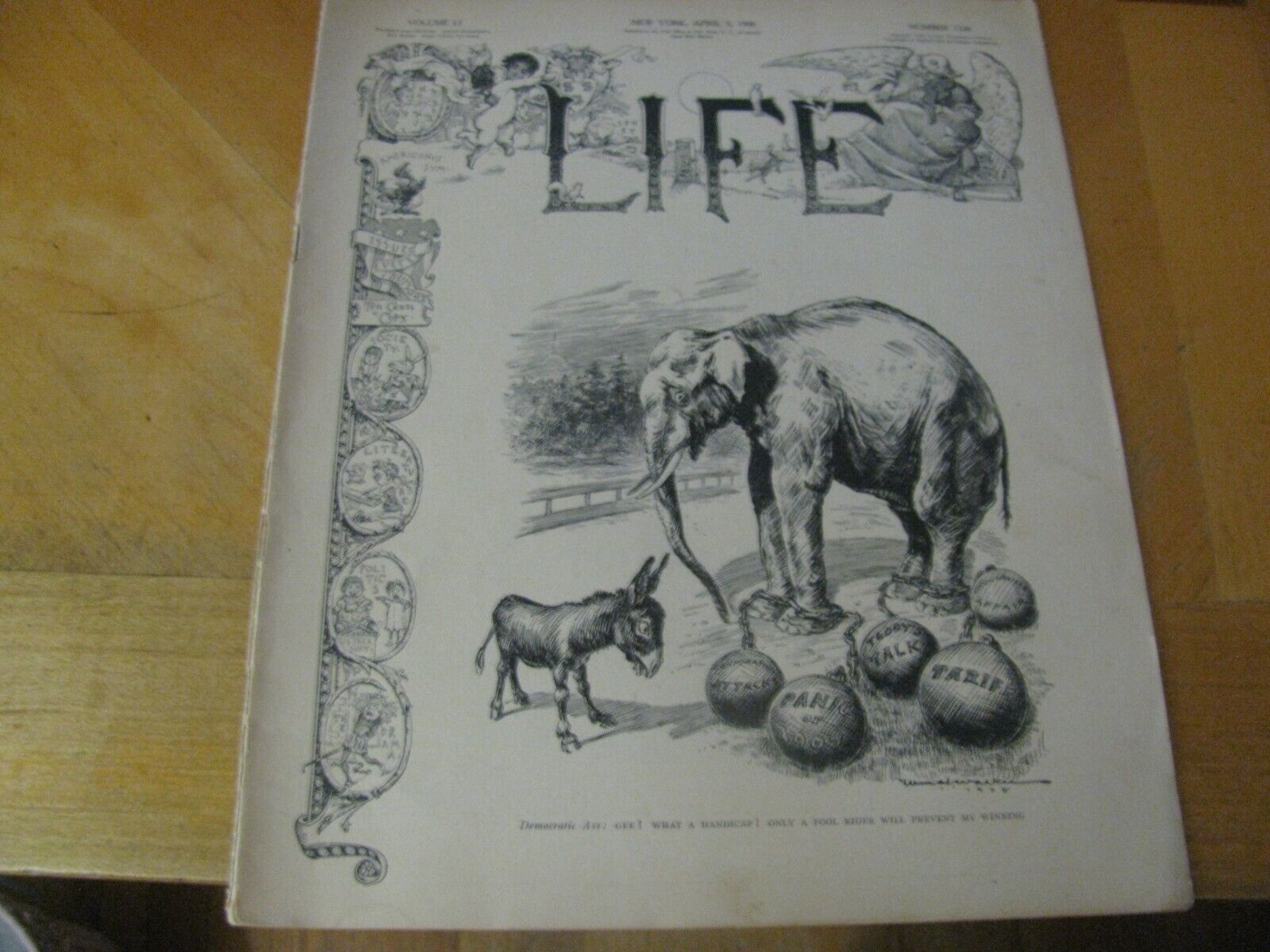 1908 LIFE MAGAZINE COMPLETE  APRIL 9  DEMOCRATIC ASS LOWEST PRICE EBAY GREAT ADS