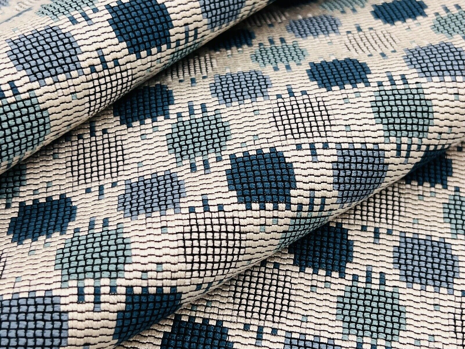 Jane Churchill Geometric Needlepoint Weave Fabric- Ellipse Blue 3.80 yd J0172-03