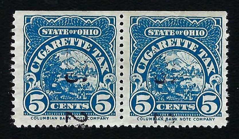 State of Ohio 5 Cents Cigarette Tax Revenue Columbian Bank Note Stamps Used #C3