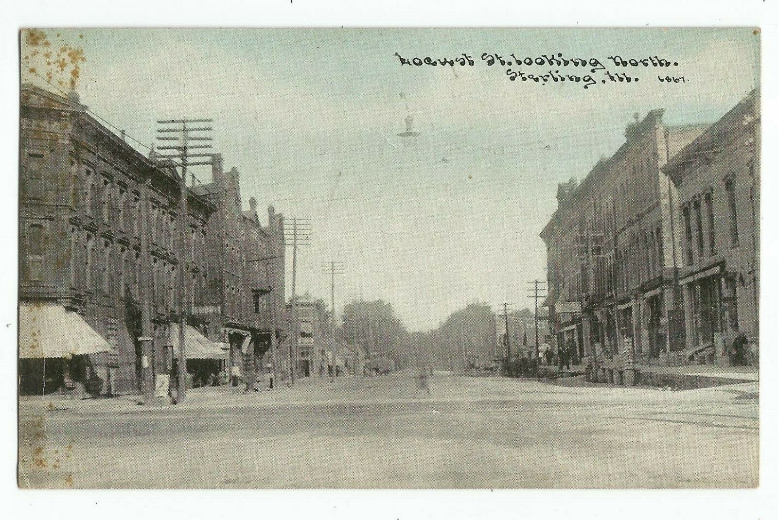 Sterling, IL Illinois 1910 Postcard Locust Street Scene by C.U. Williams