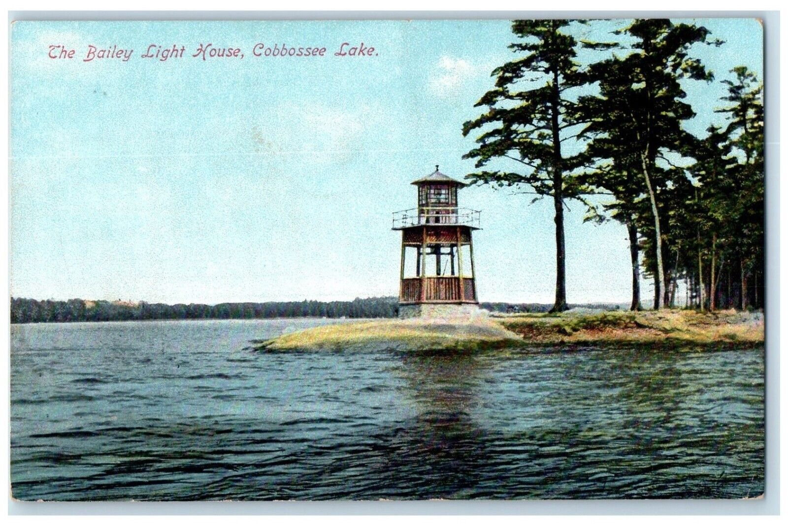 c1910 Bailey Light House Cobbossee Lake Exterior View Litchfield Maine Postcard