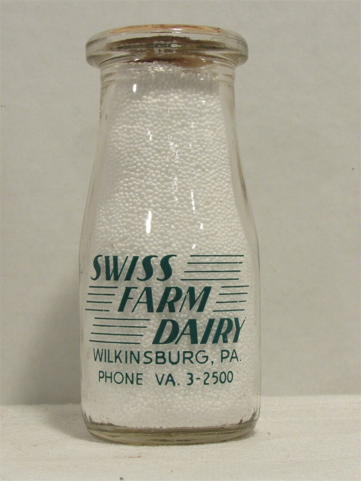 TRPHP Milk Bottle Swiss Farm Dairy Wilkinsburg PA ALLEGHENY CO Drive Carefully