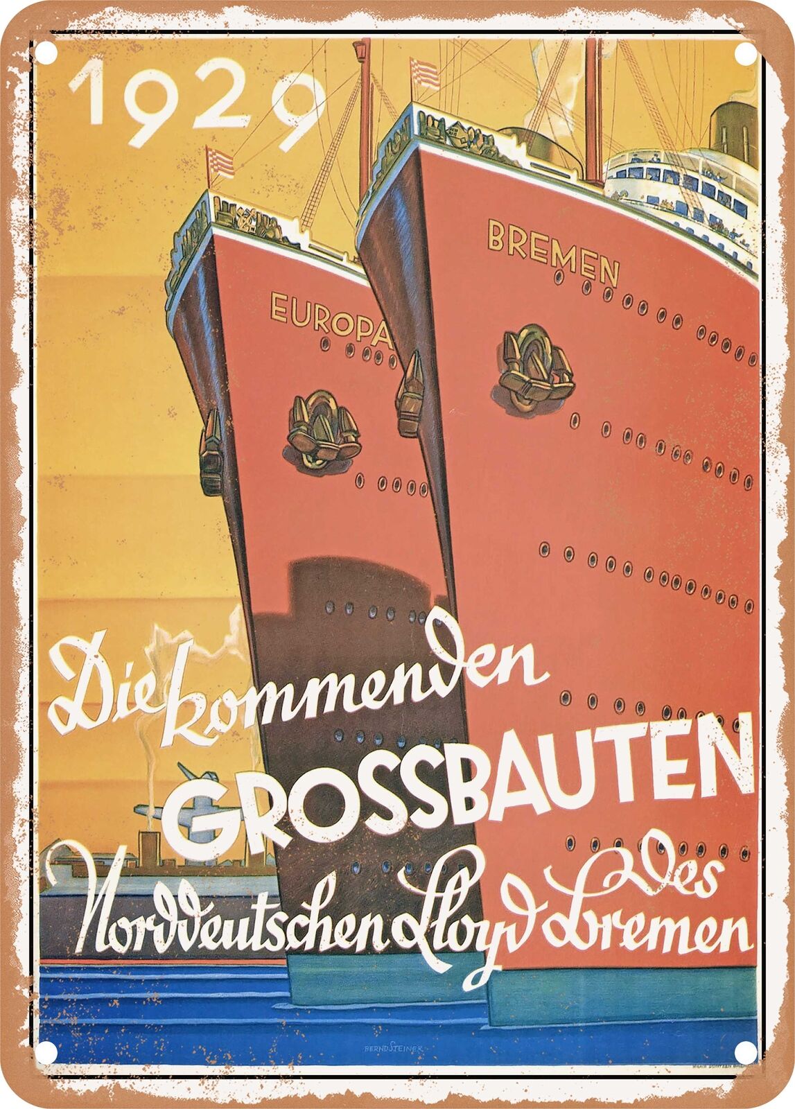 METAL SIGN - 1929 The upcoming grand buildings Norddeutscher Lloyd Bremen