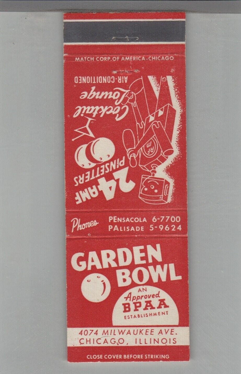 Matchbook Cover - Bowling Garden Bowl Chicago, IL