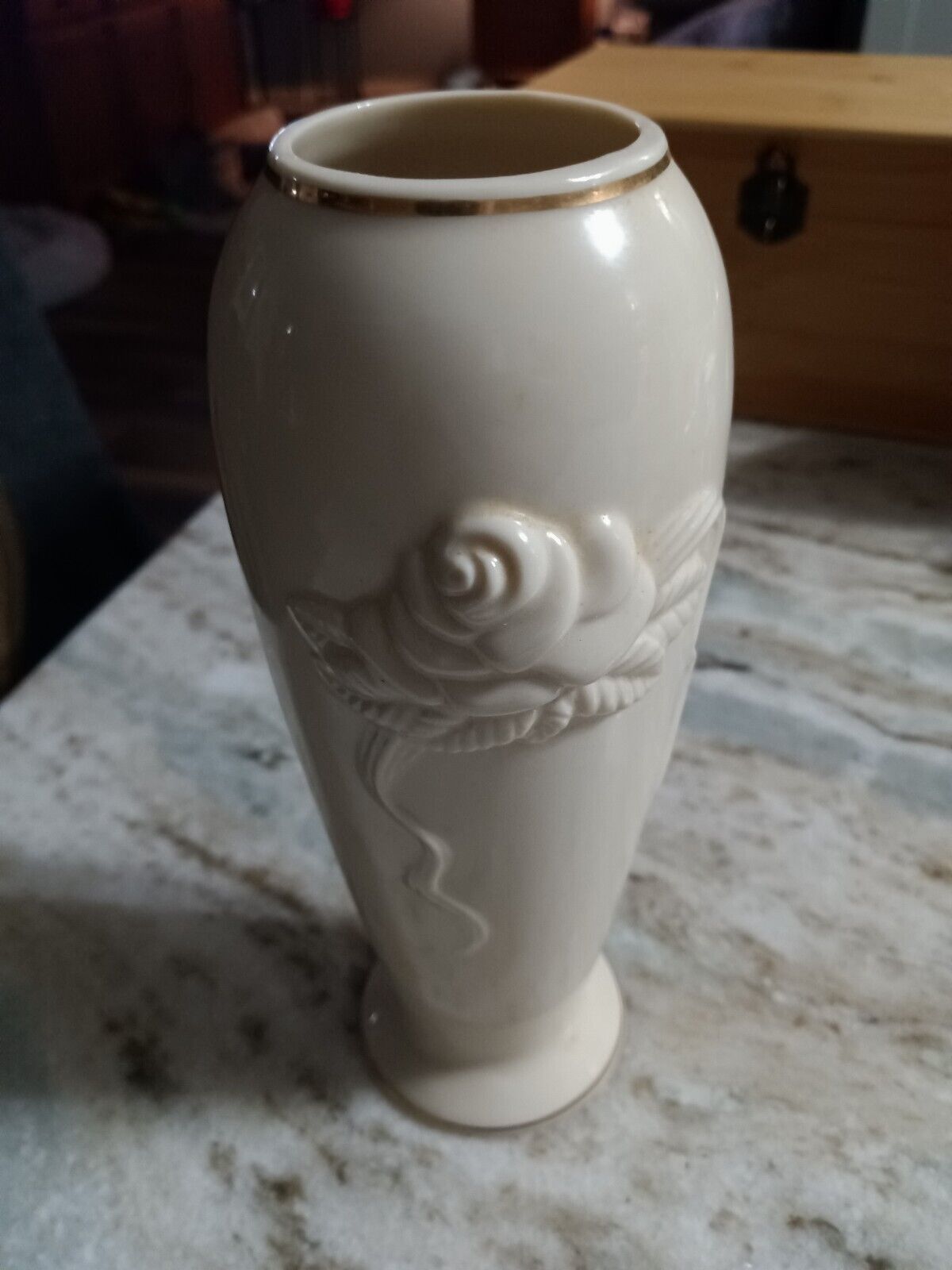 Lenox Vase With Ivory On Ivory Design 7 1/2” Tall