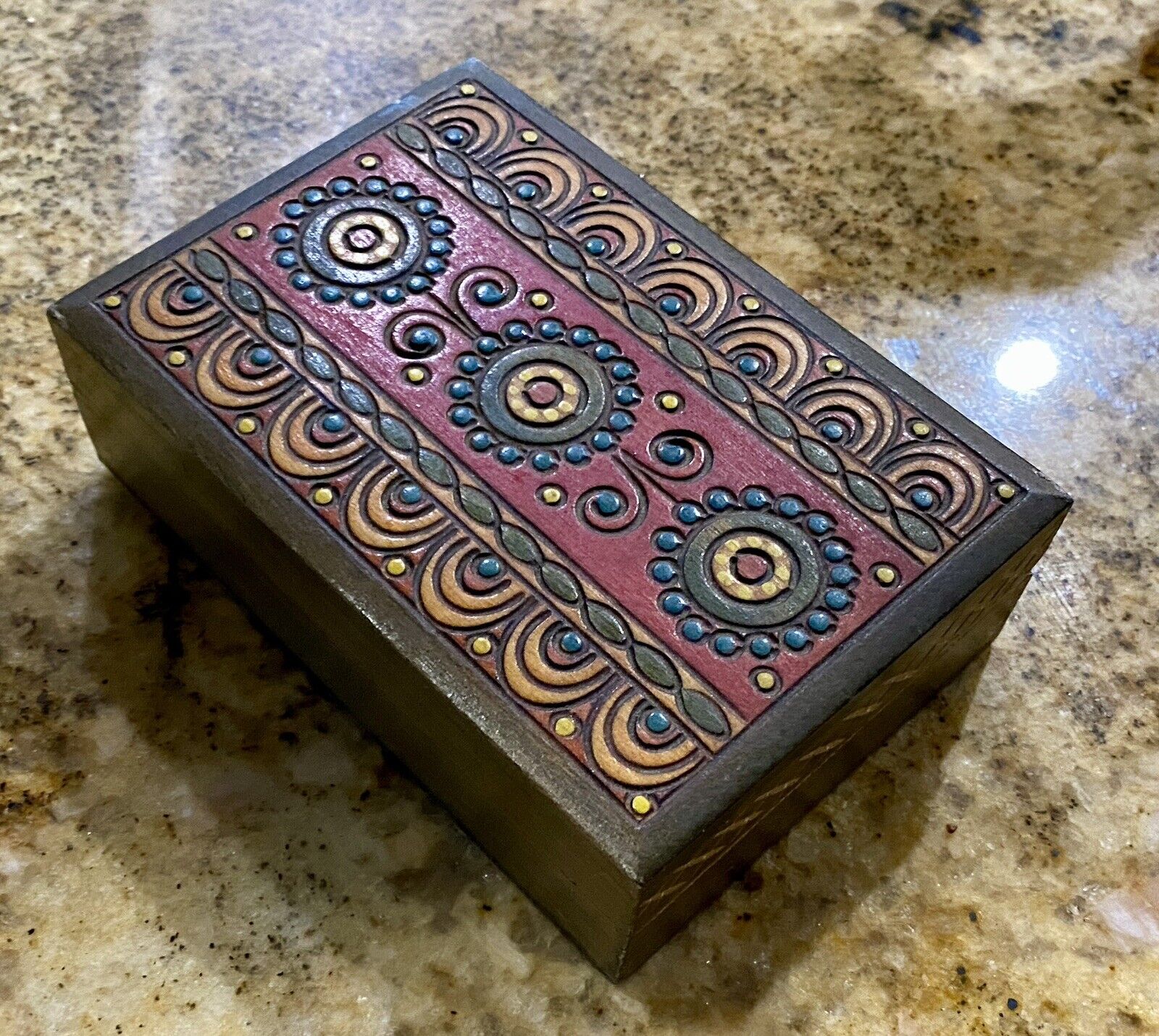 Hand Carved/Painted Wooden Hinged Box, Made in Poland