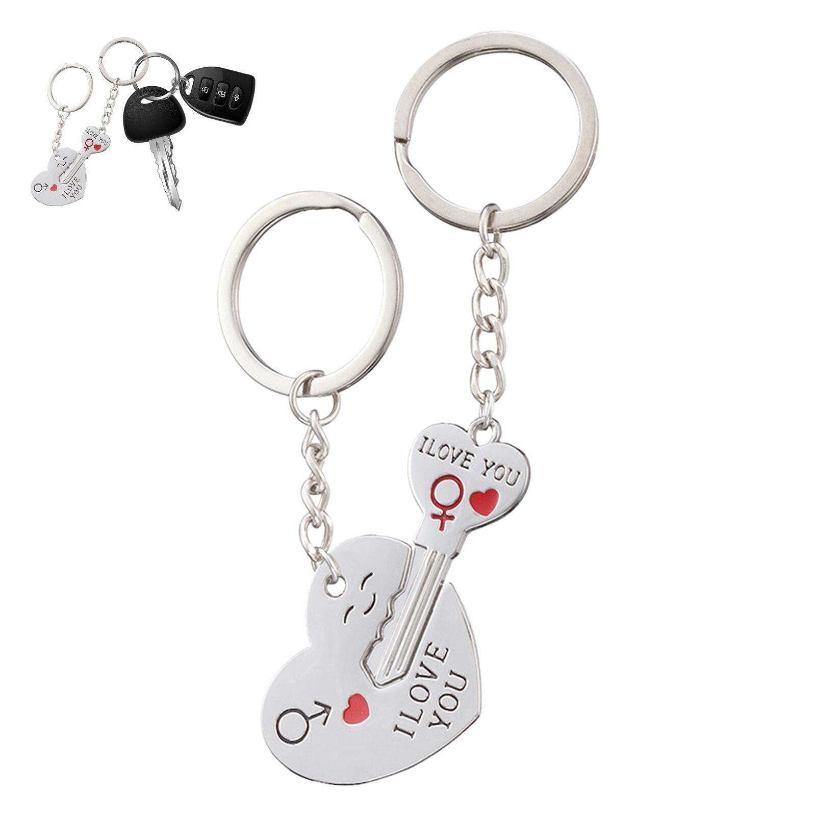 Matching Key Chains Alloy Heart and Key Shape Keychain 1Pair arrow through heart