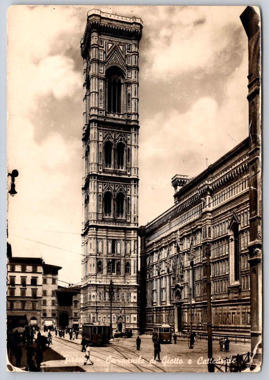 Le Campanile de Giotto Italie Florence RPPC Real Photo Postcard Stamped