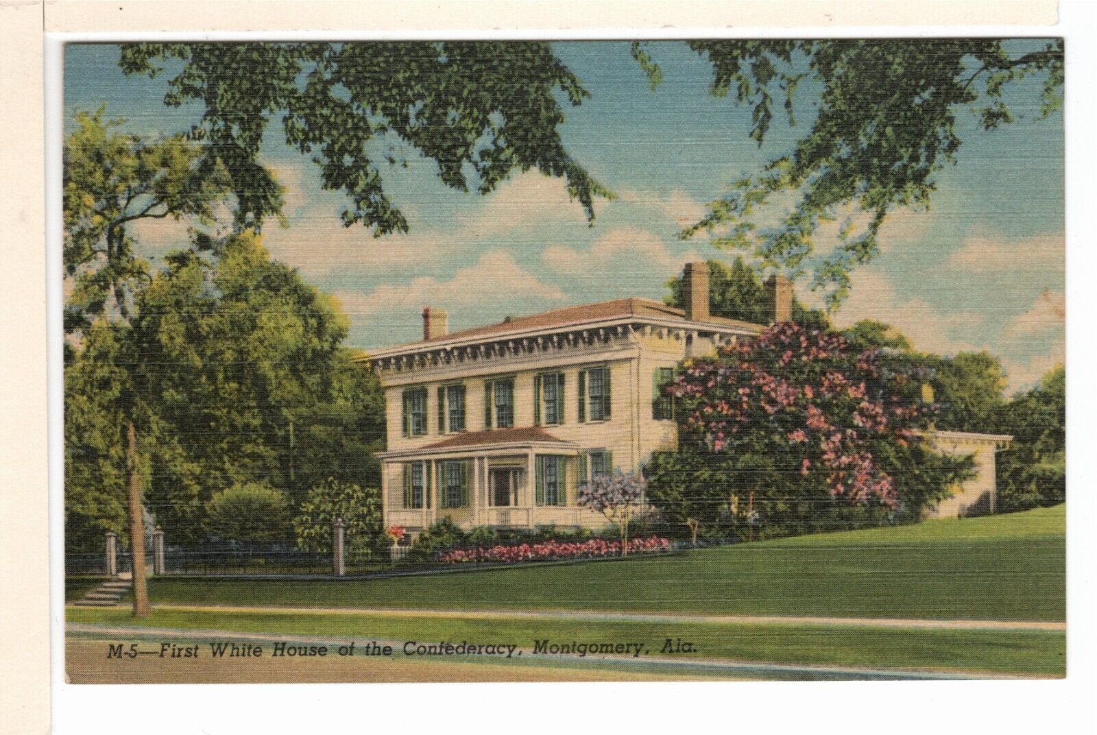 Vintage Linen Postcard Montgomery AL First White House of Confederacy-VP1