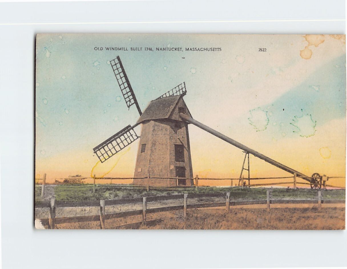 Postcard Old Windmill Built 1746 Nantucket Massachusetts USA