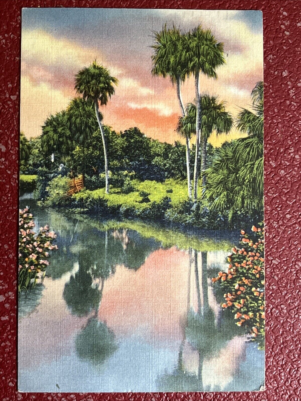 PETERSBURG FLORIDA 1936 Lakes Rivers Trees Flowers Colortone SPRINGFIELD MA Art