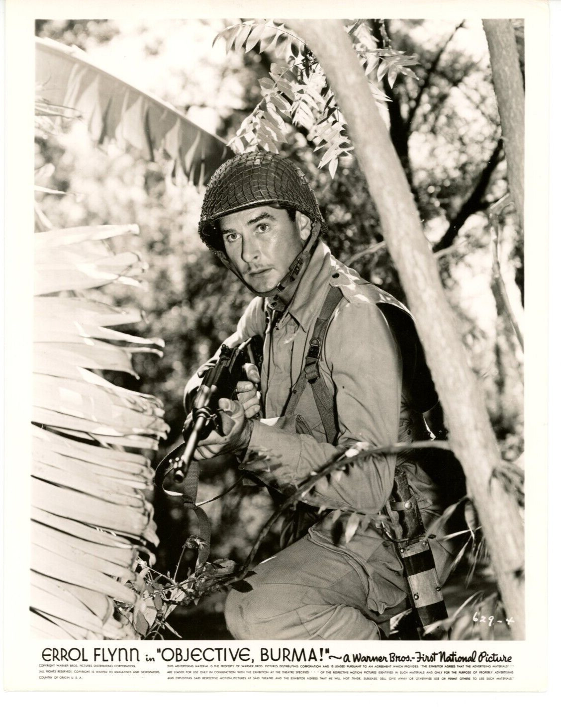 Vintage 8x10 Phot Objective, Burma 1945 Errol Flynn James Brown George Tobias