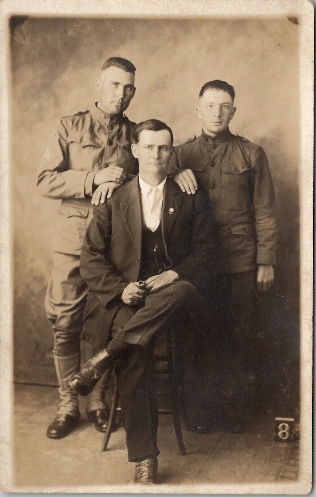 RPPC Gorgeous Soldiers Very Attractive Men Studio WW1 Era Real Photo Postcard V5