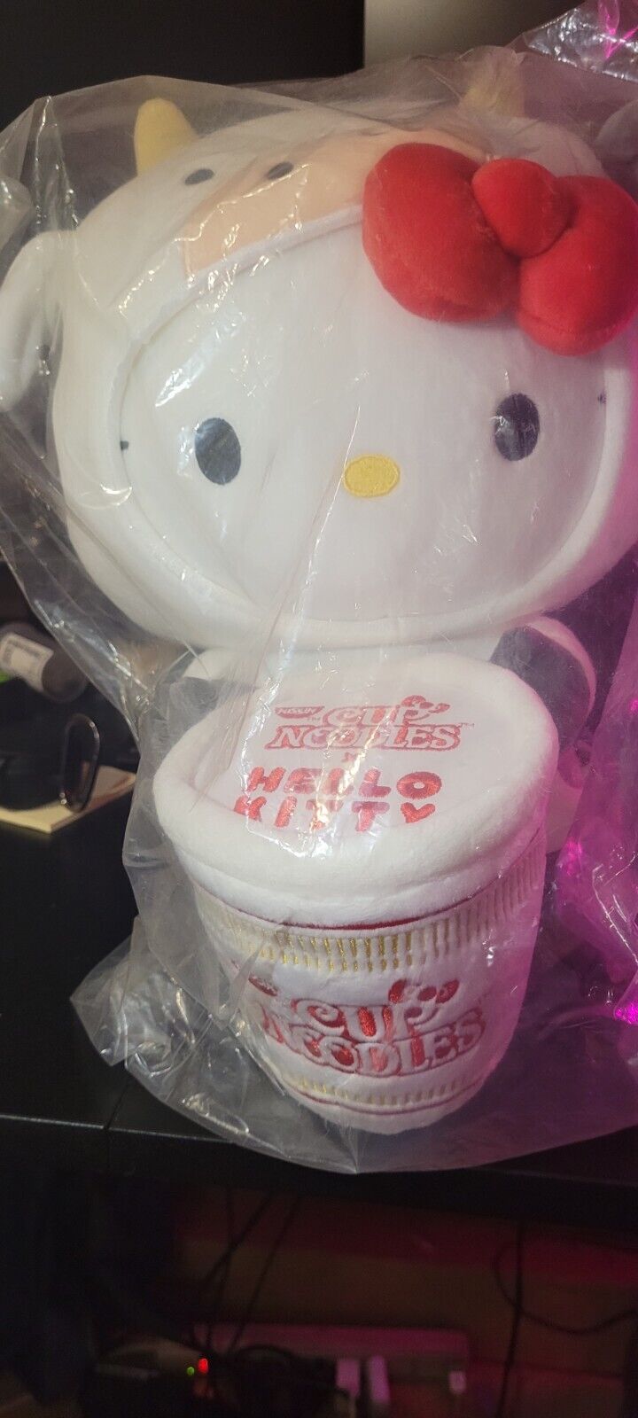 Kidrobot Hello Kitty x Cup Noodles Cow Plush 13 Inch Plush Sanrio Collab RARE 