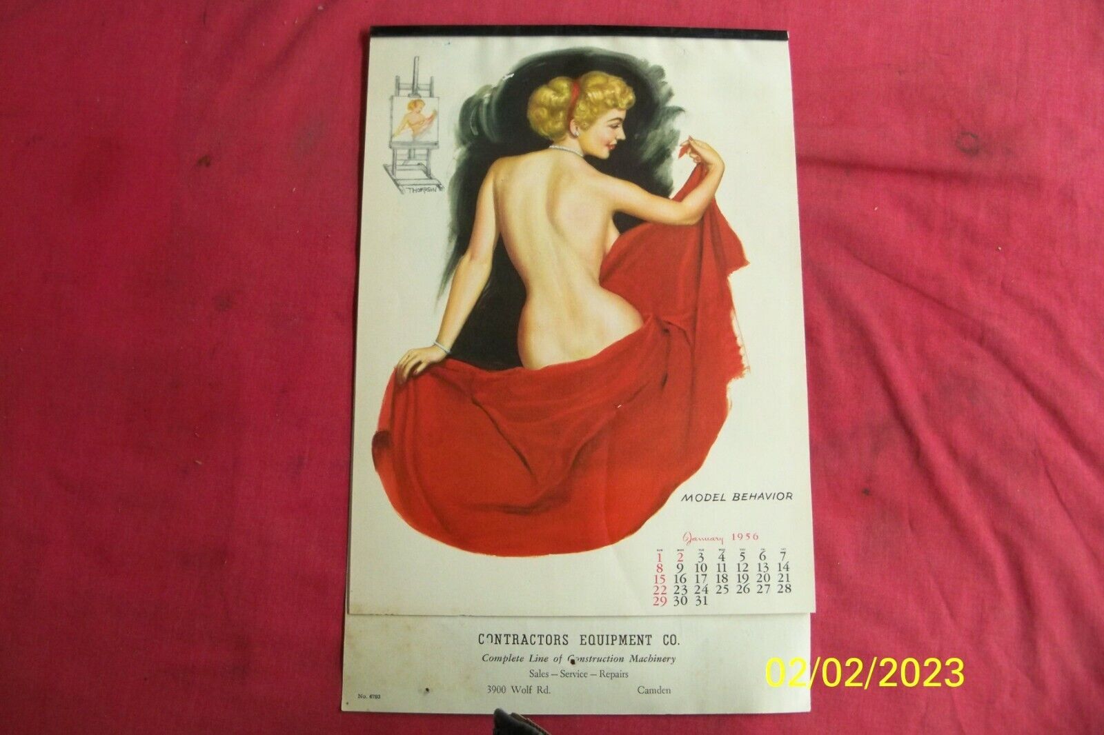 1956  ORIGINAL 12 Month Pinup Girl Calendar Studio Sketches by Jerry Thompson