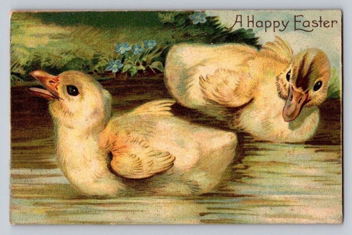 c1910 Cute Chicks Swimming Germany Easter P378