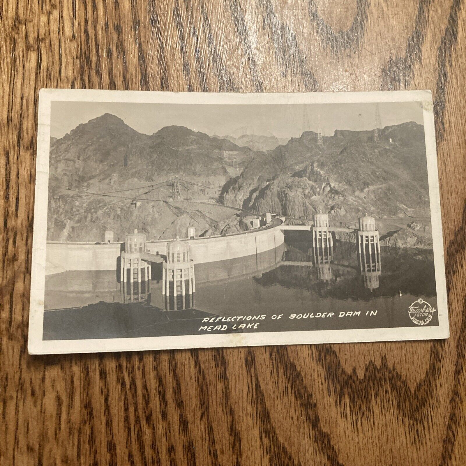 RPPC Postcard Reflections Of Boulder Dam In Mead Lake