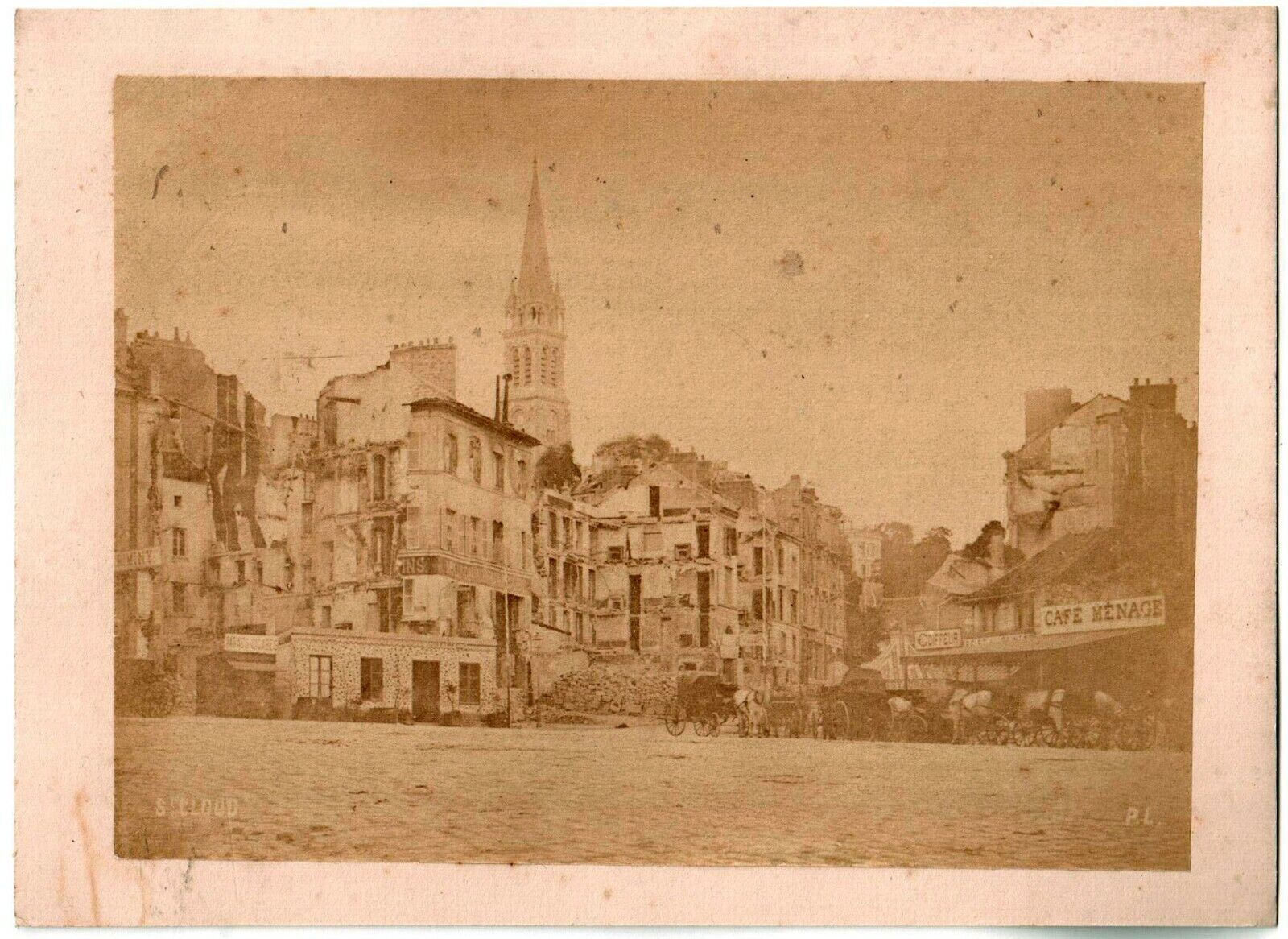 Paris Ruines Mai 1871.La Commune.Saint-Cloud.Photo albuminée par Paul Loubère.