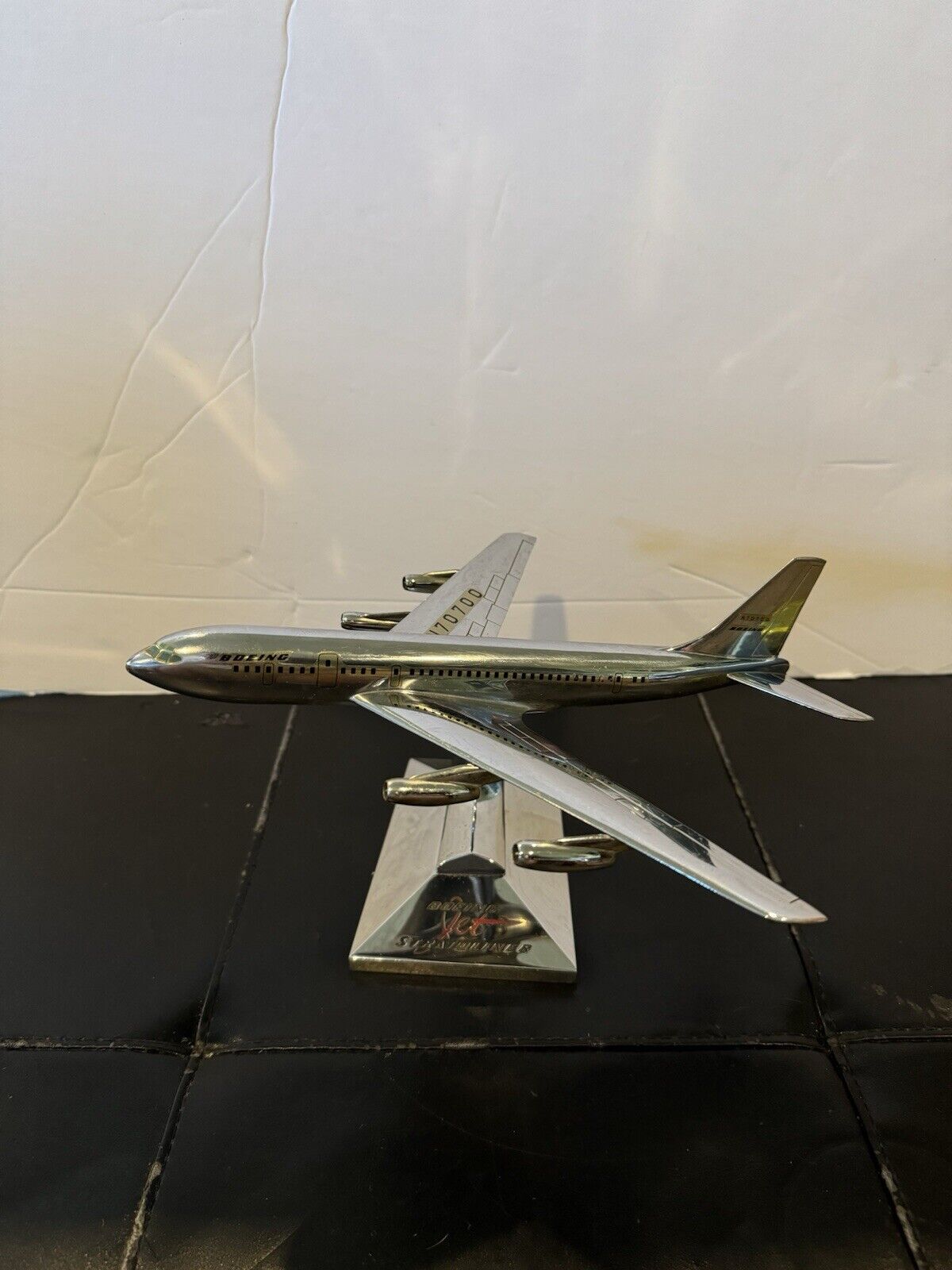 Vintage Allyn Sales Boeing Chrome Metal 707 Stratoliner Jet Desk Model