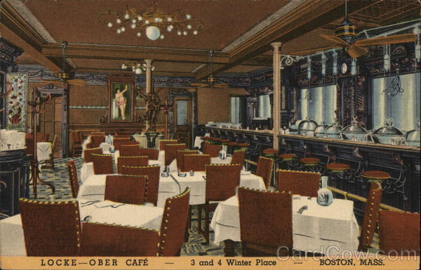 Boston,MA Locke Ober Cafe Teich Suffolk County Massachusetts Linen Postcard