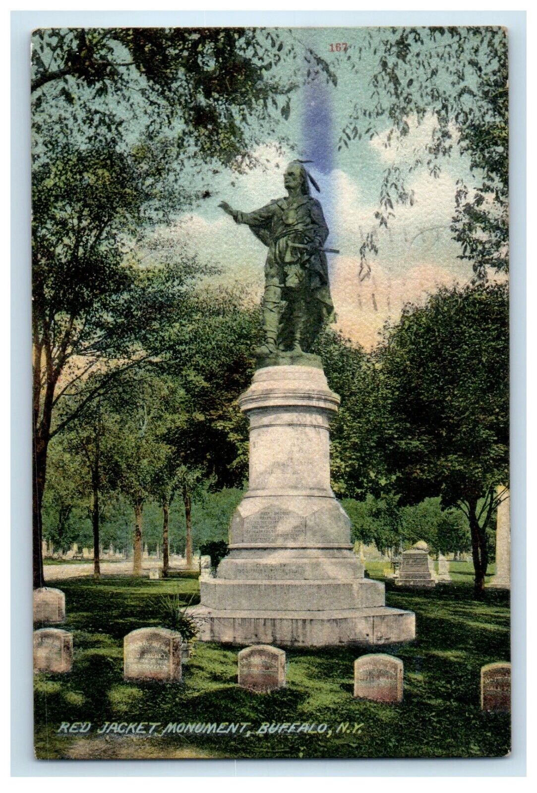 1909 Red Jacket Monument View Buffalo New York NY Posted Antique Postcard
