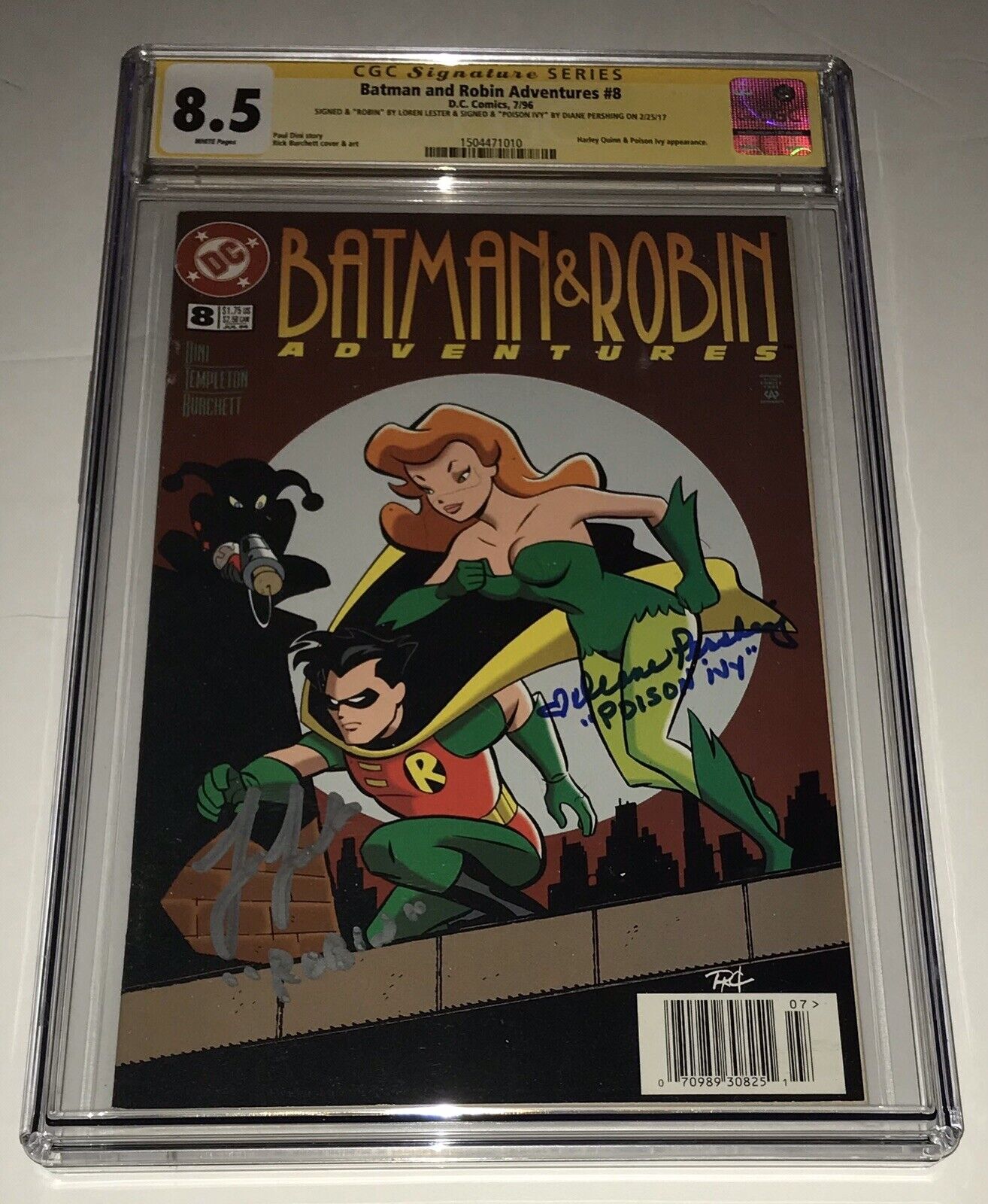 Loren Lester Diane Pershing CGC SS 8.5 Signed Batman and Robin Adventures #8