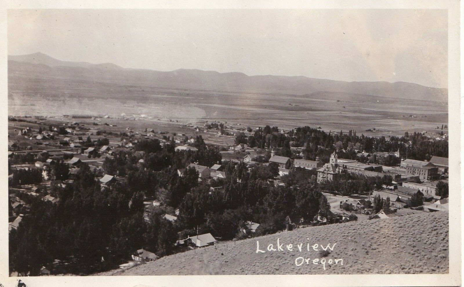 VTG 1924-49 AZO RPPC Real Photo Postcard Lakeview, Oregon Aerial View