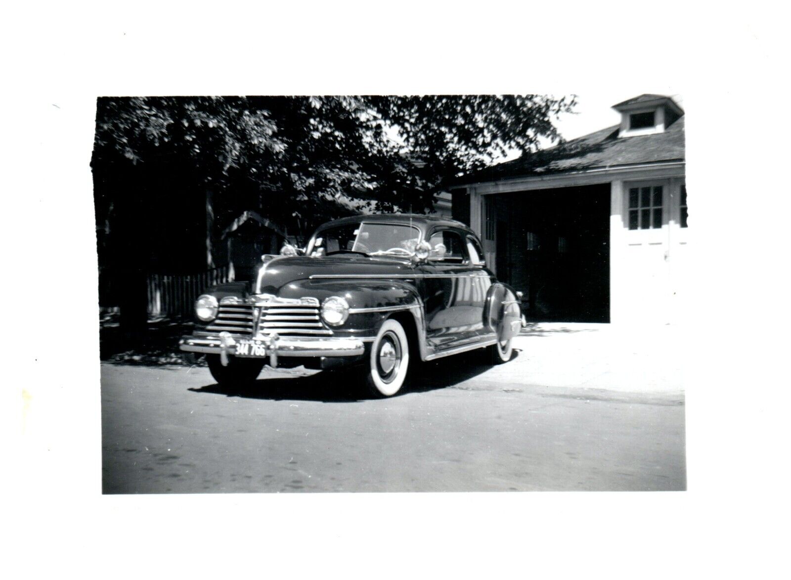1940s Classic Automobile Car Driveway Garage Vintage Photo